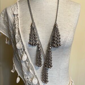 #93 Chico's Silver Statement Necklace with Triangular Pendants